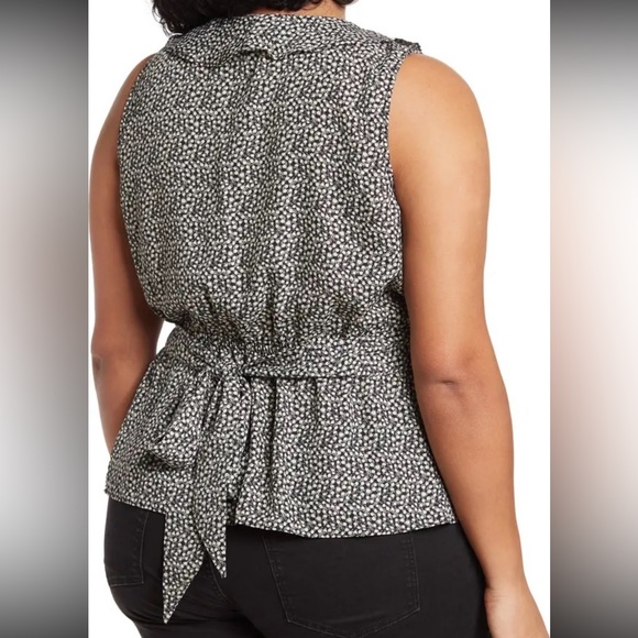 MAX STUDIO Printed Sleeveless Faux Wrap Top - Picture 2 of 6